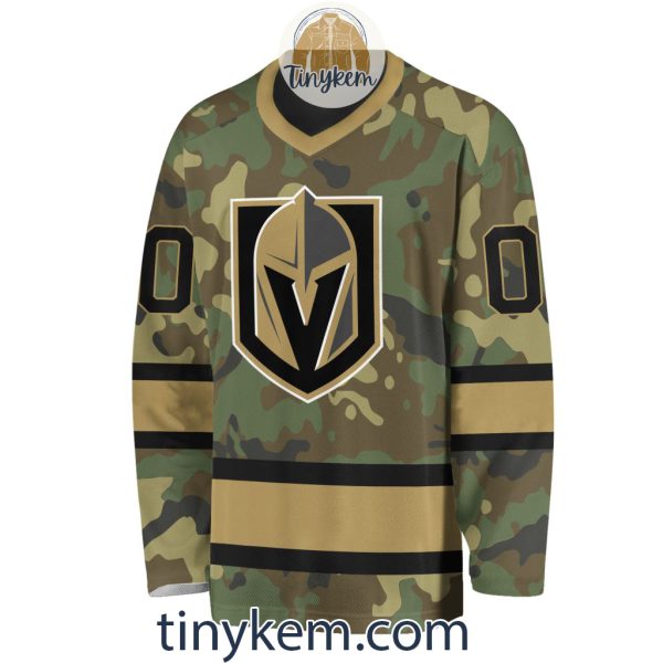 Vegas Golden Knights Camo Hockey V-neck Long Sleeve Jersey
