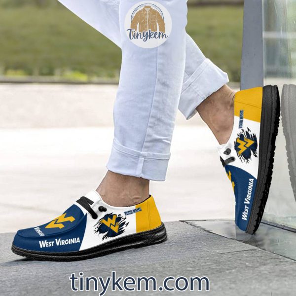 West Virginia Mountaineers Customized Canvas Loafer Dude Shoes