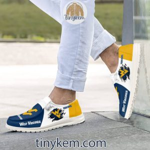 West Virginia Mountaineers Customized Canvas Loafer Dude Shoes2B2 d69xL
