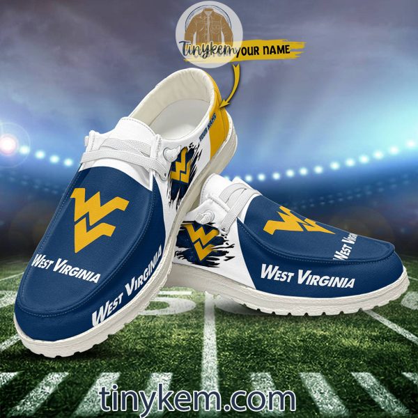 West Virginia Mountaineers Customized Canvas Loafer Dude Shoes