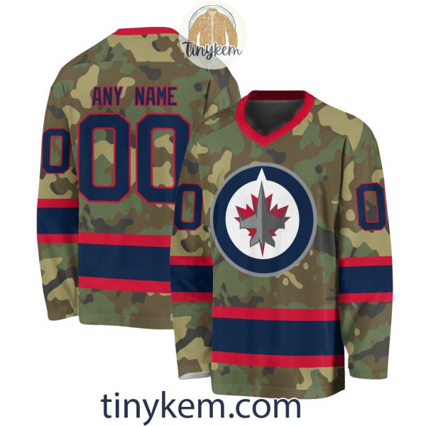 Winnipeg Jets Camo Hockey V-neck Long Sleeve Jersey