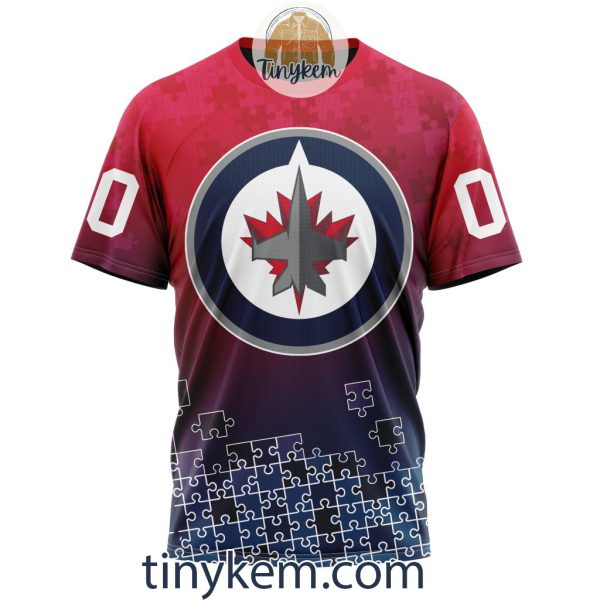 Winnipeg Jets Customized Tshirt, Hoodie With Autism Awareness 2024 Design