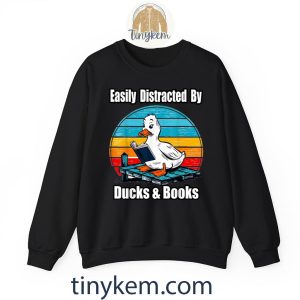 ducks books lover easily distracted by ducks 26 books tshirt 6 cWjZs