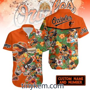 Baltimore Orioles Hawaiian Shirt: Mascot Floral Style