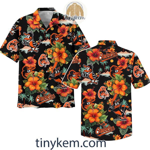 Baltimore Orioles Hawaiian Shirt: Summer Tropical Flowers