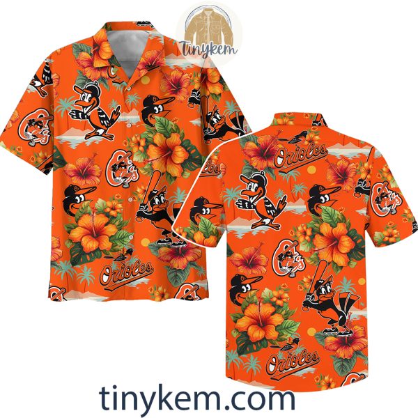 Baltimore Orioles Hawaiian Shirt: Summer Tropical Flowers