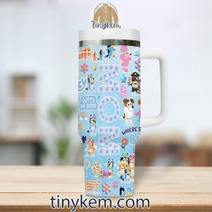 Bluey Personalized 40Oz Light Blue Tumbler: Characters Icons