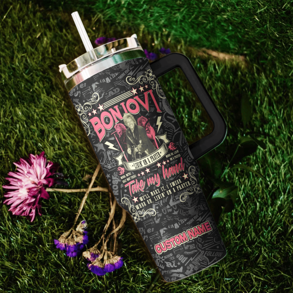 Bon Jovi Full Black Customized 40 Oz Tumbler