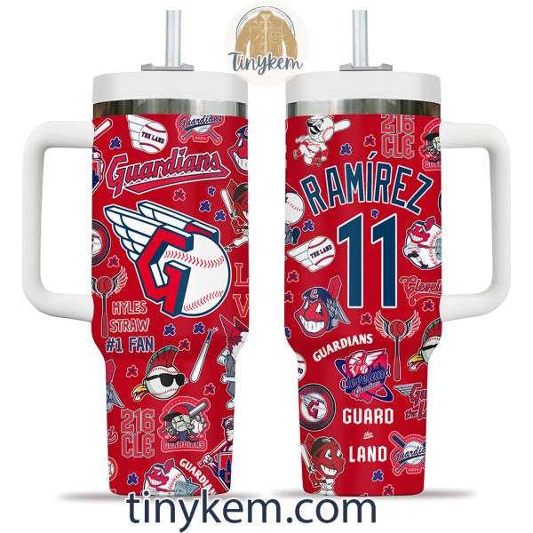 Cleveland Guardians Customized 40 Oz Tumbler: White/Red/Navy