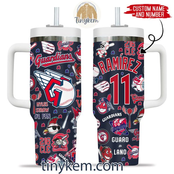 Cleveland Guardians Customized 40 Oz Tumbler: White/Red/Navy