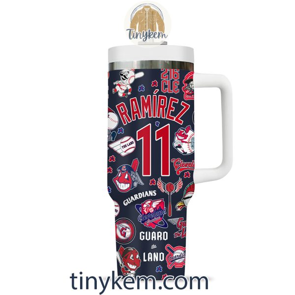 Cleveland Guardians Customized 40 Oz Tumbler: White/Red/Navy