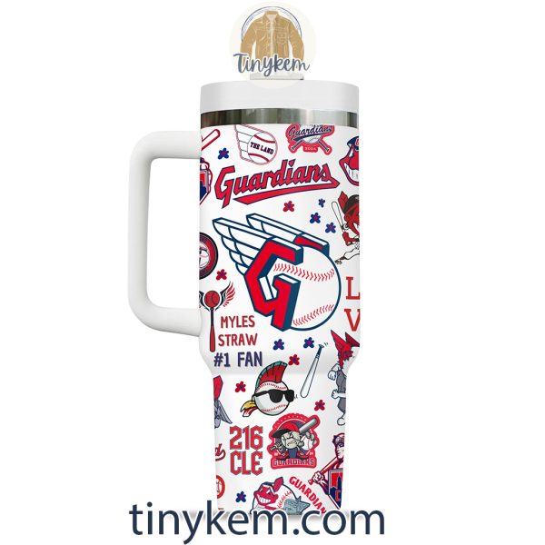 Cleveland Guardians Customized 40 Oz Tumbler: White/Red/Navy