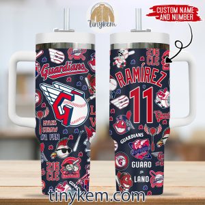 Cleveland Guardians Customized 40 Oz Tumbler White Red Navy Navy2BBlue2B1 xFnuB