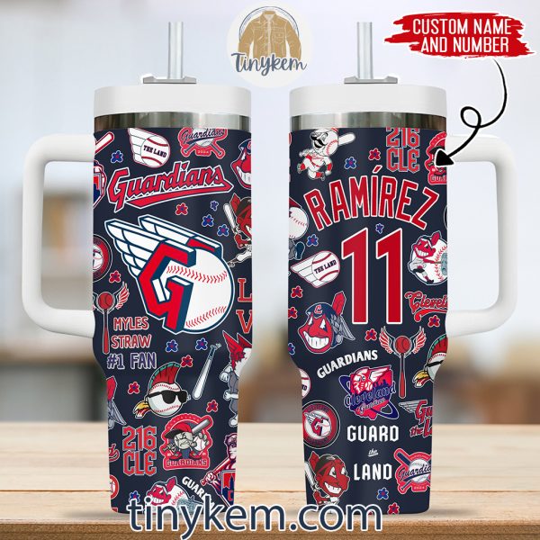 Cleveland Guardians Customized 40 Oz Tumbler: White/Red/Navy