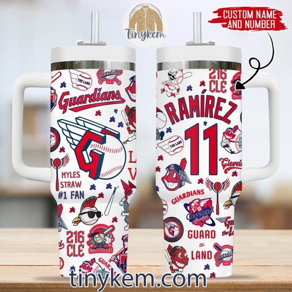 Cleveland Guardians Customized 40 Oz Tumbler: White/Red/Navy