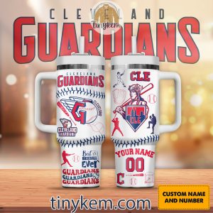 Cleveland Guardians Customized 40 Oz Tumbler: White/Red/Navy
