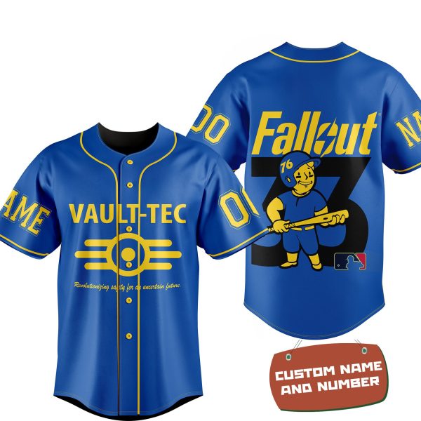 Fallout Vault-Tec Blue Customized Baseball Jersey
