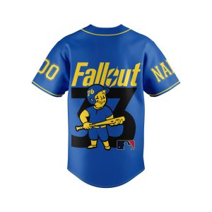 Fallout Vault Tec Blue Customized Baseball Jersey2B3 NWdvz
