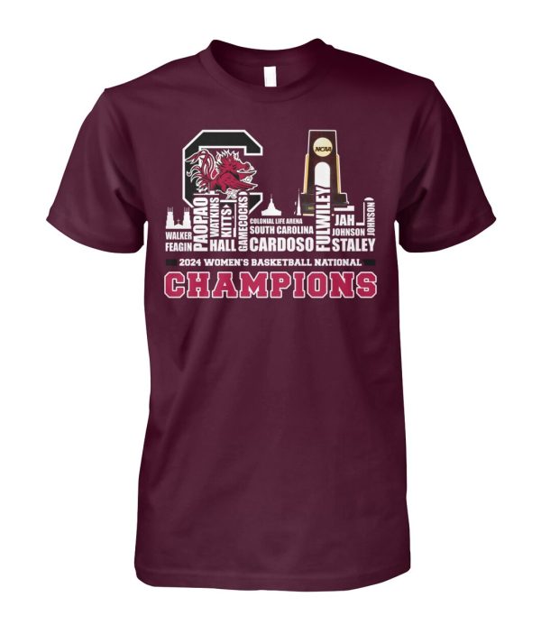 Gamecocks 2024 Roster With NCAA Champions Trophy Cup Shirt