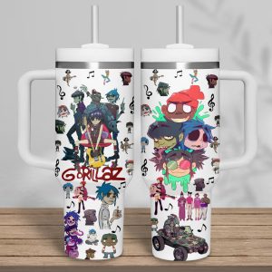 Gorillaz band 40Oz Tumbler Pink Black White2B6 qEAS6