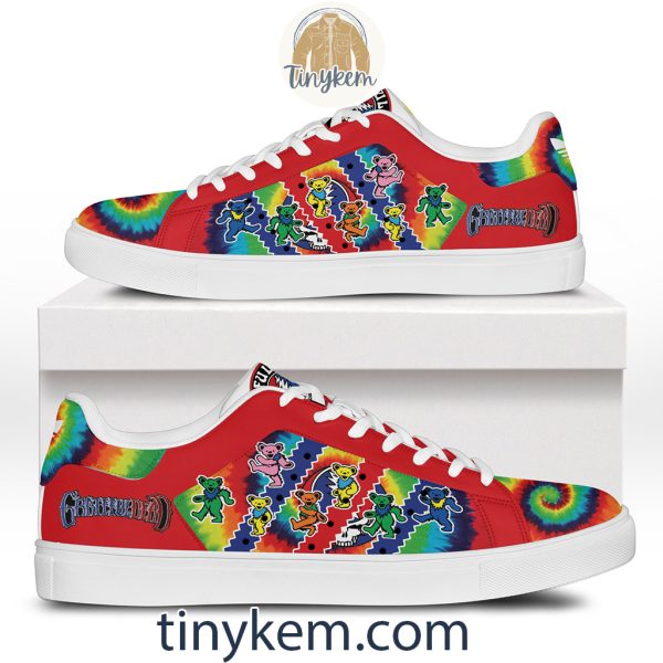 Grateful Dead Bears Tie-Dye Customized Leather Skate Shoes