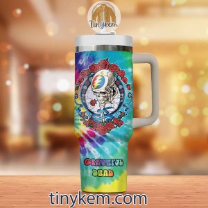 Grateful Dead Customized 40 Oz Tumbler Skeleton Roses Tie dye Color2B3 P49XU