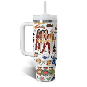 Greta Van Fleet 40Oz White Tumbler With Handle: Peaceful Army