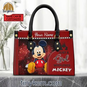 Just A Girl Who Love Mickey Mouse Custom Leather Bag