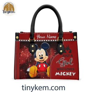 Just A Girl Who Love Mickey Mouse Custom Leather Bag 2 zG5fL