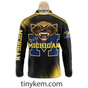 Michigan Wolverines Long Sleeve Polo Shirt2B3 cundE