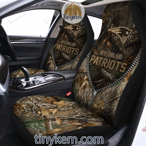 New England Patriots Car Seat Cover: Camo Realtree Hunting Design