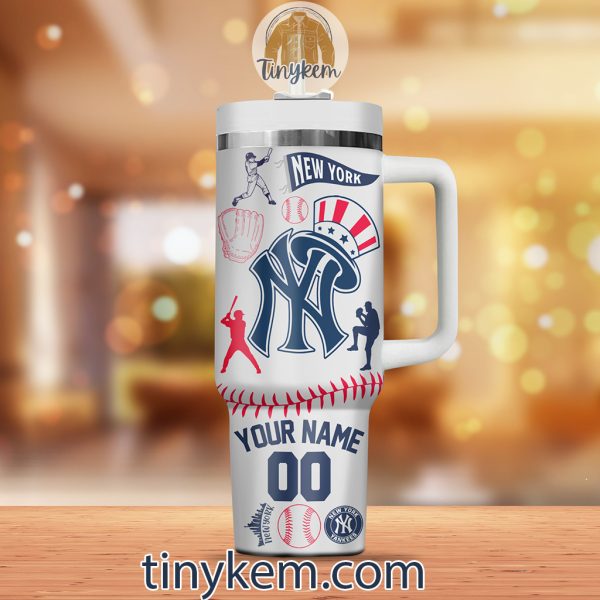 New York Yankees Customized 40Oz White Tumbler