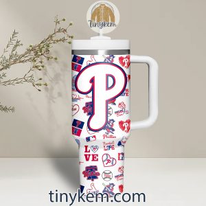 Phillies 40Oz Tumbler With Handle White Blue Red Colors2B2 JVgV6