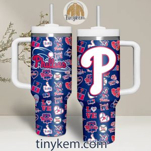 Phillies 40Oz Tumbler With Handle White Blue Red Colors2B4 MBm6c