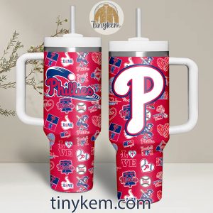 Phillies 40Oz Tumbler With Handle White Blue Red Colors2B7 s1tfb