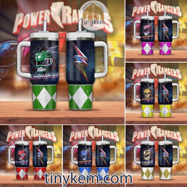 Power Rangers 40Oz Tumbler: T-rex, Dragon, Triceratops, Sabretooth