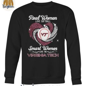 Real Women Love Softballs Smart Women Love Virginia Tech T Shirt 3 boGTO