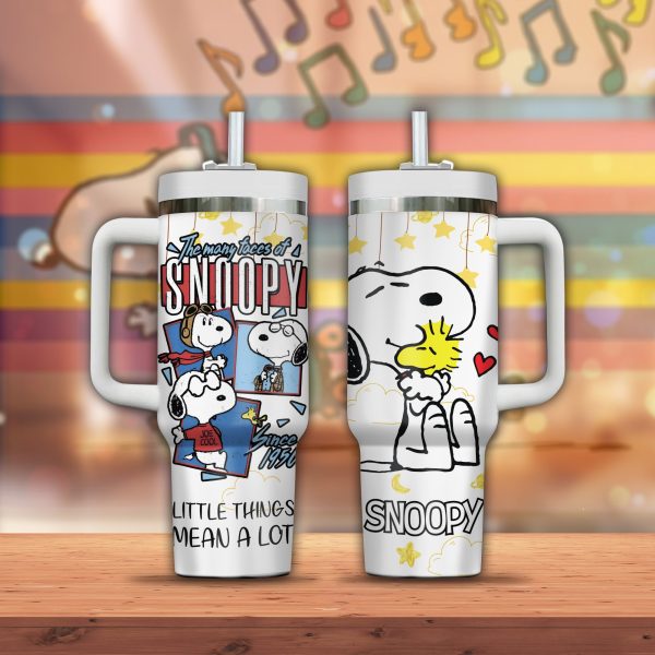 Snoopy 40Oz White Tumbler With Handle: Cute gift for kids