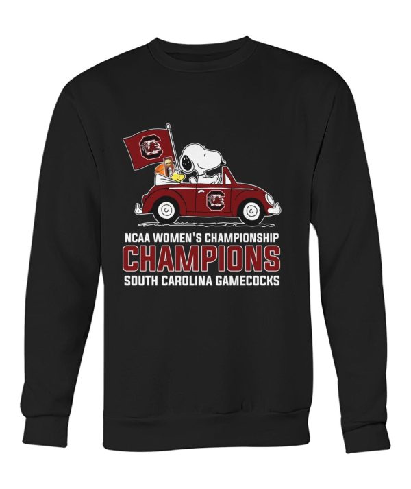 South Carolina Gamecocks With Snoopy Driving Car Shirt: NCAA Basketball 2024 Champions
