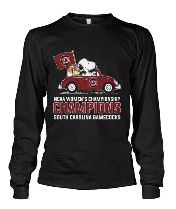 South Carolina Gamecocks With Snoopy Driving Car Shirt: NCAA Basketball 2024 Champions