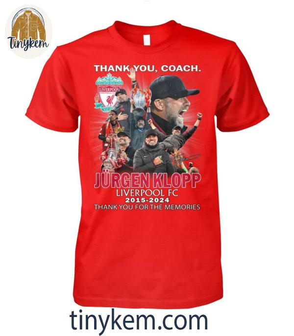 Thank You Coach Jurgen Klop With Liverpool FC 2015-2024 T-Shirt