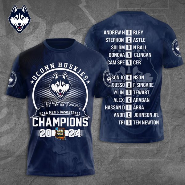 Uconn Huskies Men Basketball Team Champions 2024 Tshirt, Hoodie