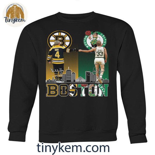 Boston Bruins Bobby Orr And Boston Celtics Larry Bird Shirt