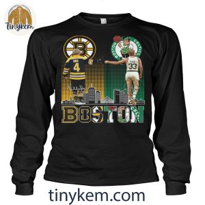 Boston Bruins Bobby Orr And Boston Celtics Larry Bird Shirt 4 w6GCy