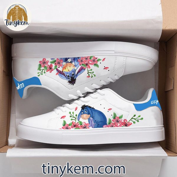 Eeyore Pastel Flower Customized Leather Skate Shoes – Gift for her