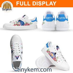 Eeyore Pastel Flower Customized Leather Skate Shoes Gift for her 4 2bgjg