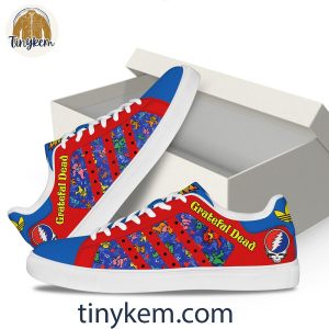 Grateful Dead Leather Skate Shoes Red Blue 3 mgvtH