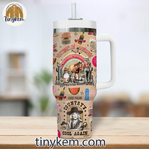 Lainey Wilson 40oz Tumbler with Vintage Style:Wildflowers and Wild Horses