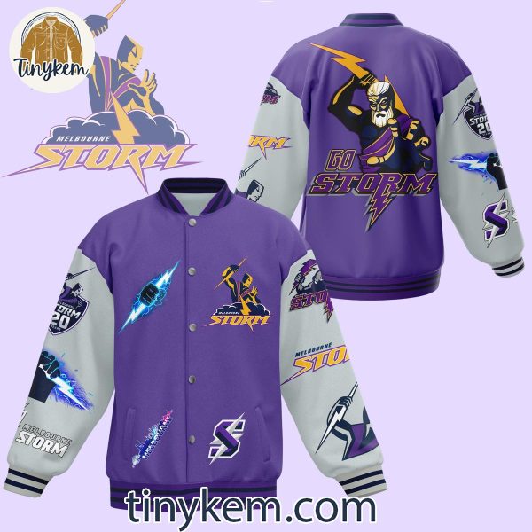 Melbourne Storm Purple & Gray Baseball Jacket – Go Storm