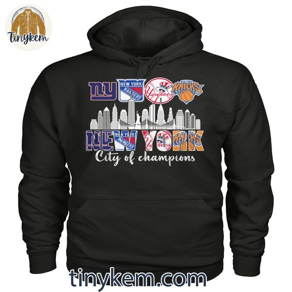 New York City Of Champions With Giants, Rangers, Yankees, Knicks Shirt